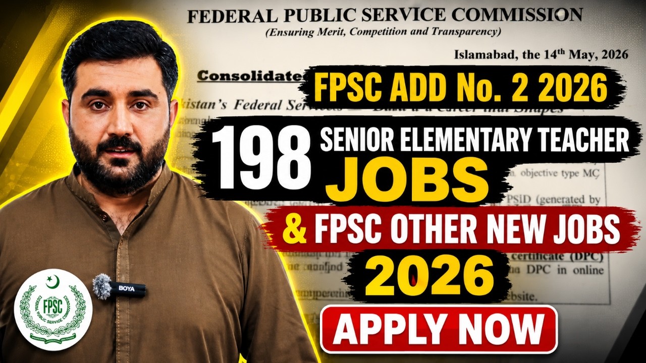 198 Senior Elementary Teacher Jobs 2026| Lecturer, Nurses,Librarian & Other Jobs| FPSC New jobs 2026