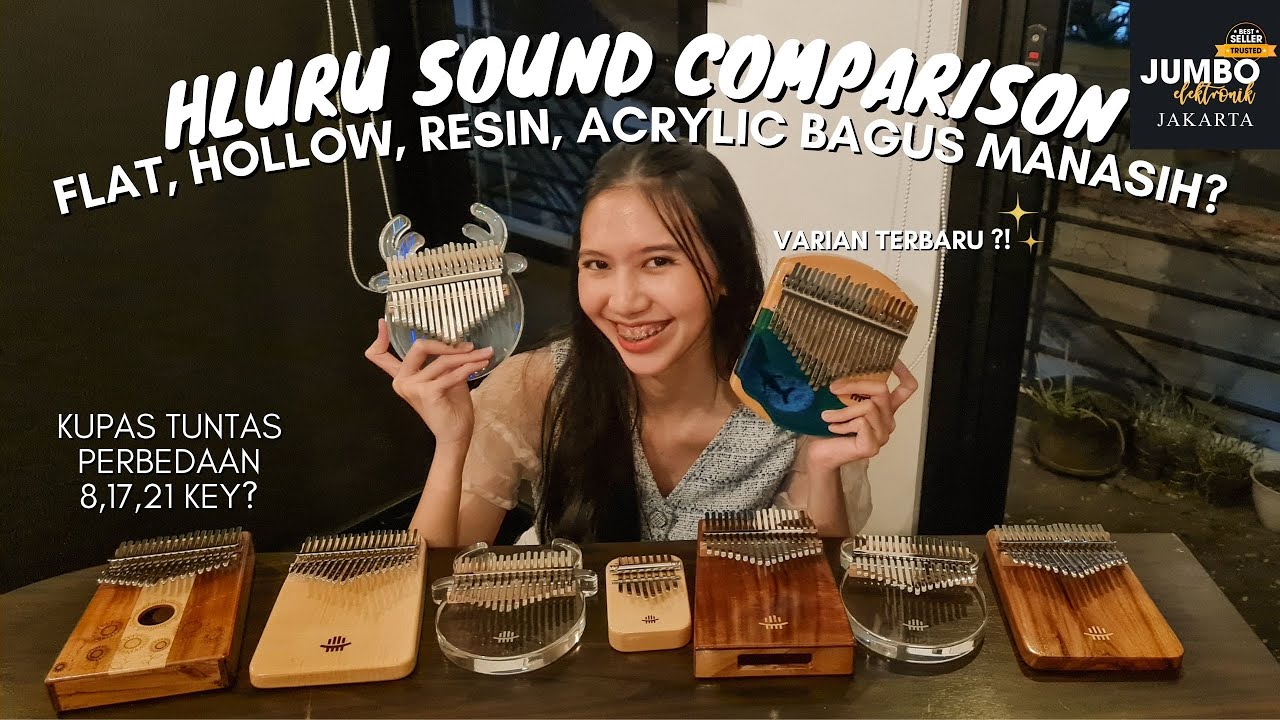Perbandingan Kalimba terbaru 2022 Hluru Kalimba Unboxing & Sound Comparison 8 17 21 Key Flat Hollow