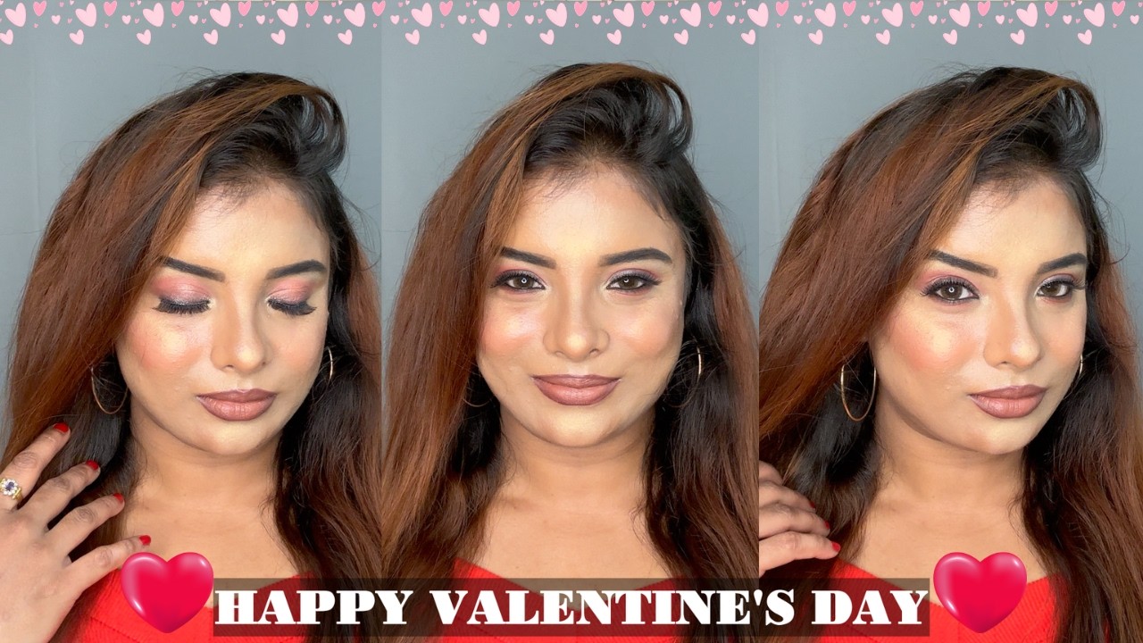 GORGEOUS DEWY MAKEUP FOR VALENTINE'S DAY|ವ್ಯಾಲೆಂಟೈನ್ಸ್ ಡೇ ಸ್ಪೆಷಲ್ ಮೇಕಪ್[WITH MAKEUP TIPS]