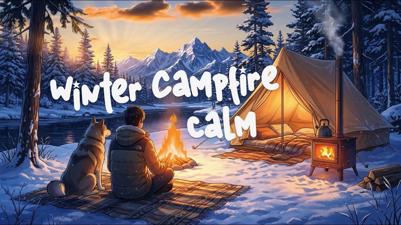 Relaxing Winter Campfire ❄️ Lofi Sleep Music for Study, Meditation & Calm