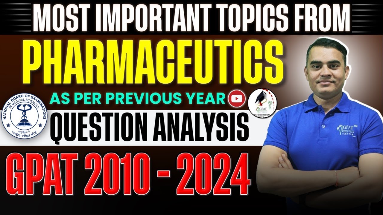 PHARMACEUTICS IMPORTANT TOPICS FOR GPAT/NIPER 2025 EXAM | PHARMACEUTICS QUESTION ANALYSIS #gpat2025