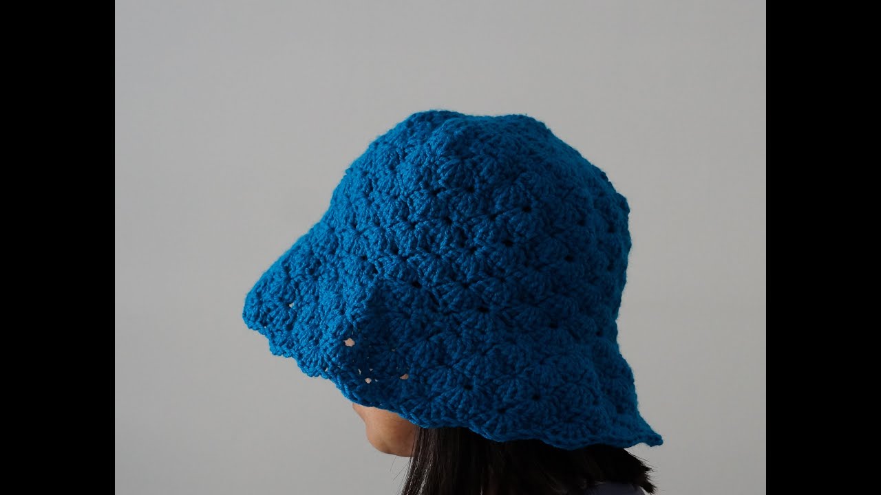 Crochet the shell stitch bucket hat