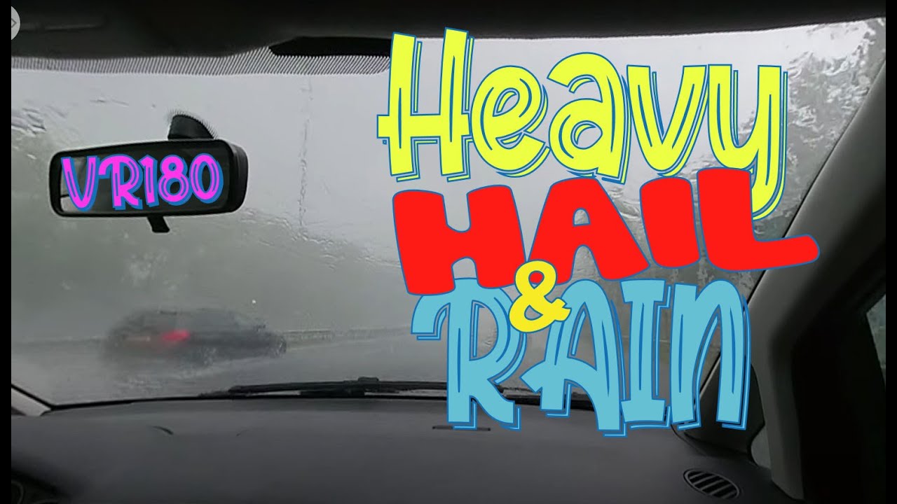 VR180 Heavy rain and Hail in car!!
