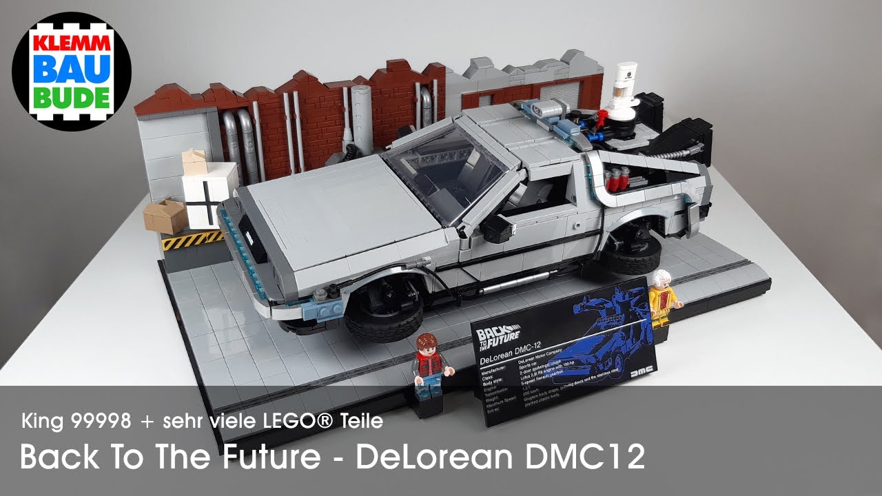 King 99998 ‚Back to the Future‘ DeLorean DMC12 – modifiziert + Prints + Diorama – LEGO® 10300