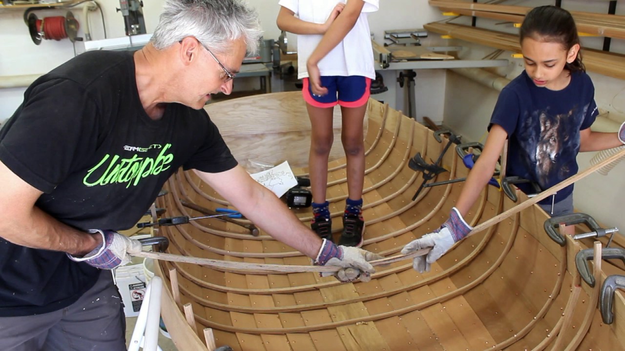 Steam bending frames in a wooden boat
