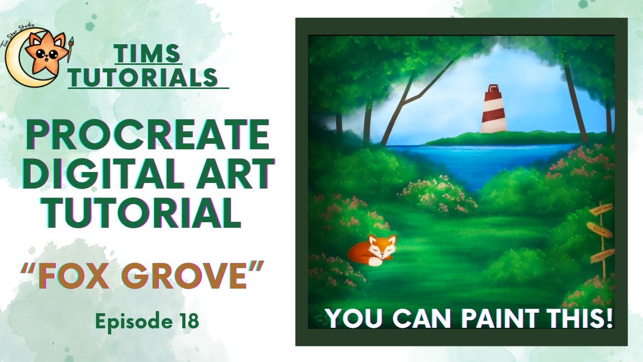 Tims Tutorials: Procreate Digital Art Landscape tutorial! Fox Grove