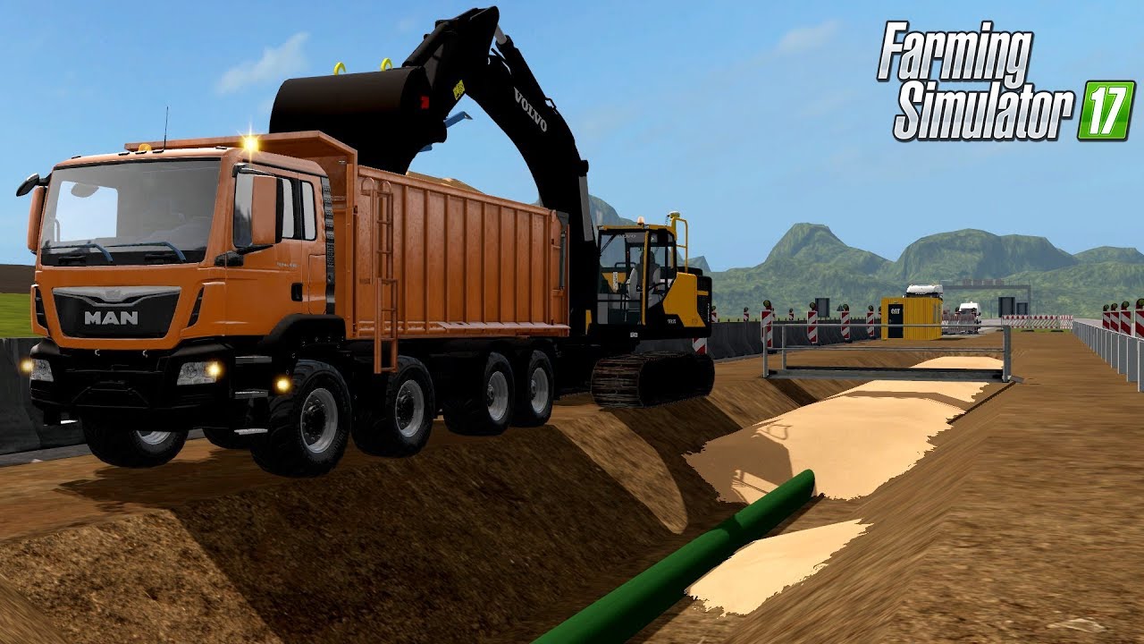 Farming Simulator 17 - Dynamischer Boden an Autobahnbaustelle - Wir m&uuml;ssen Rohre freilegen