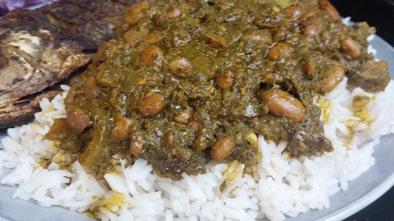 Nsaka madesu (pondu ya madesu) feuilles de manioc aux haricots, cuisine congolaise