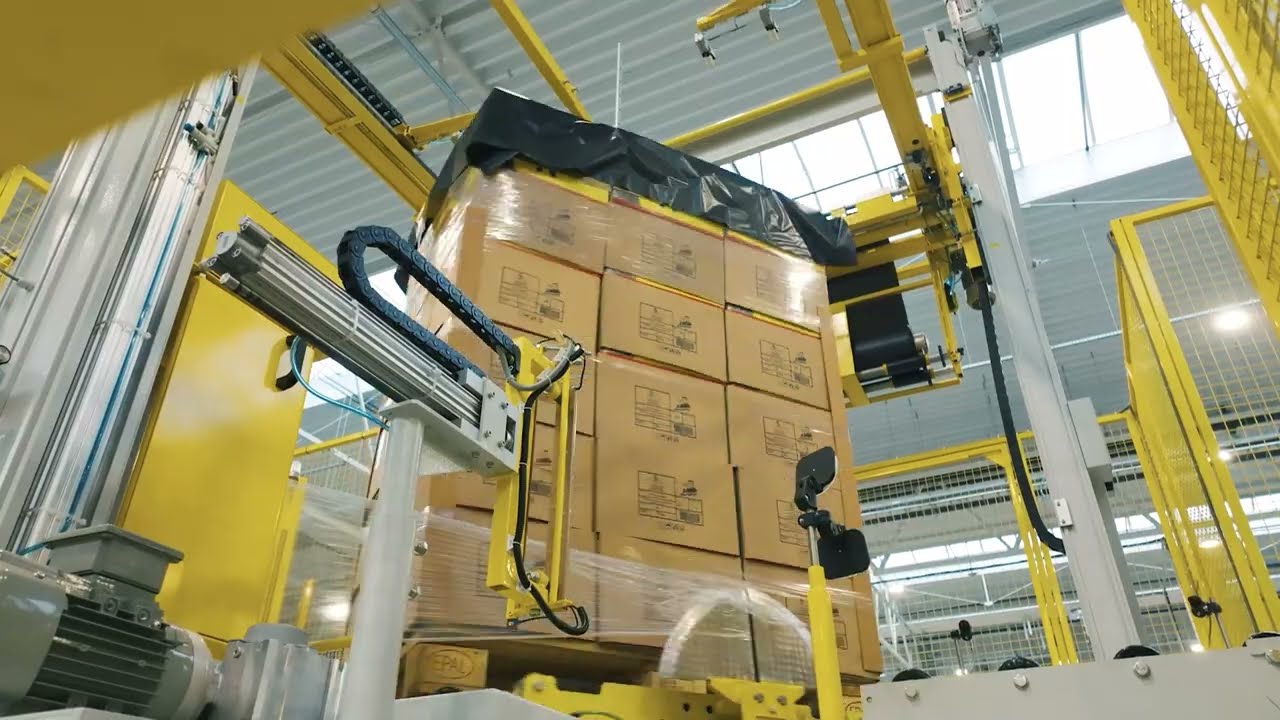 Teccon - garbage bag rolls - fully automatic packaging line with multistation palletizing system.