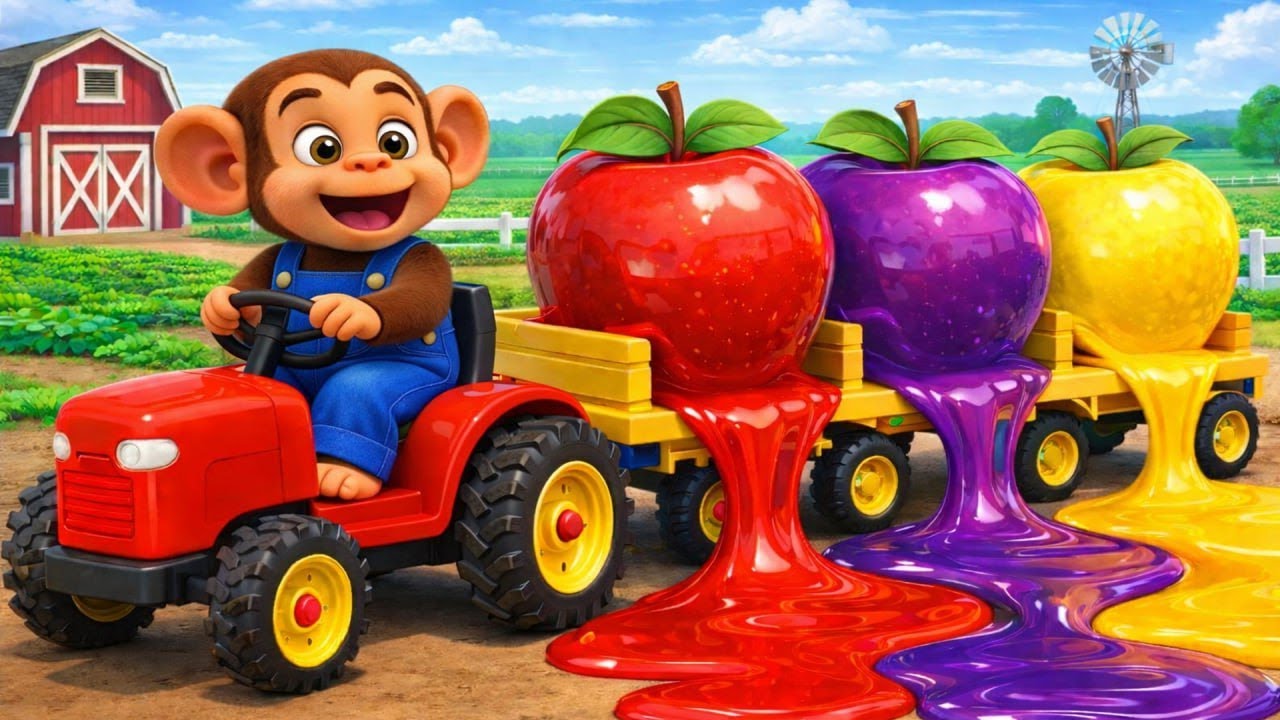Apple Harvest Season!! Monkey Farmers Drive Tractors to Transport Apples Back to the Farm 🚜