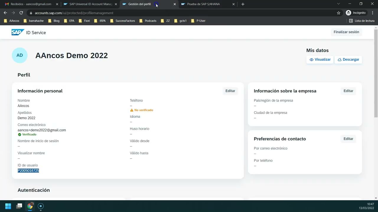 P-User, SAP Universal ID y SAP ID User