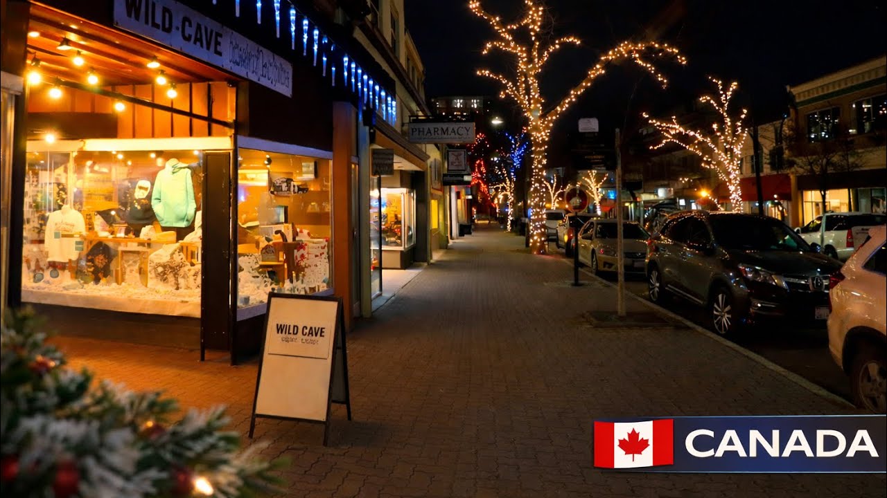 Downtown Kamloops at Night ✨🌙 | Peaceful Canada Walk (4K)