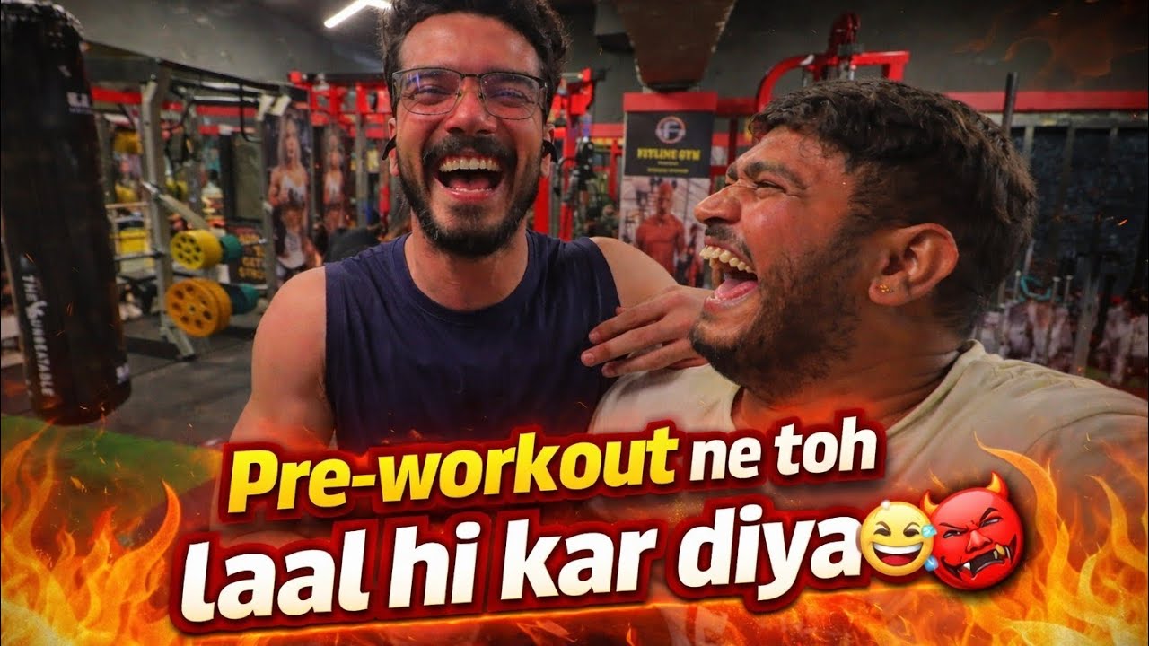 Pre-workout ne toh laal hi kar diya😆👺  #GymVlog #PreWorkout #GymMasti#viral #WorkoutFun#DevBodaVlogs