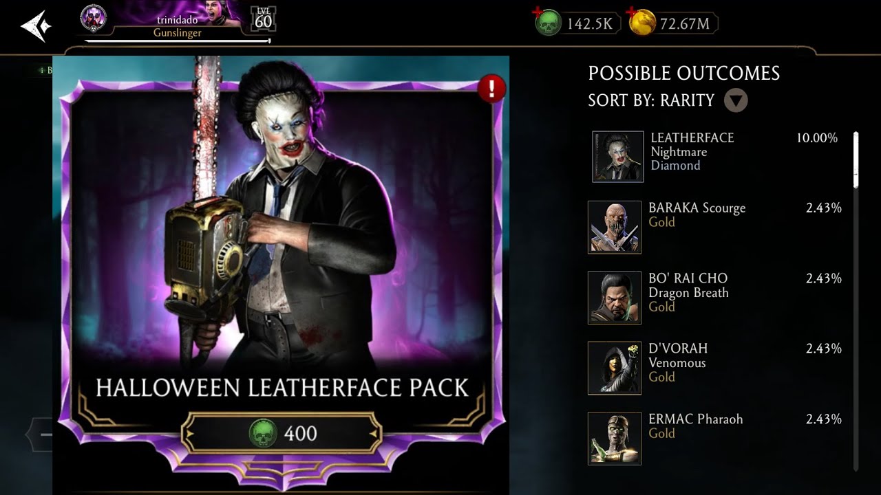 Halloween Leatherface Pack Opening MK Mobile