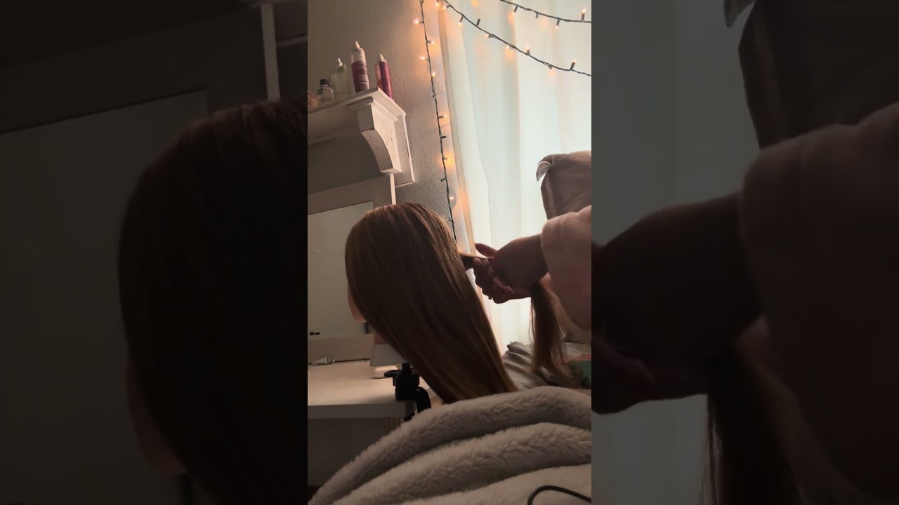Brushing and styling your hair for the day ASMR (no talking + natural rain sounds ) 💕