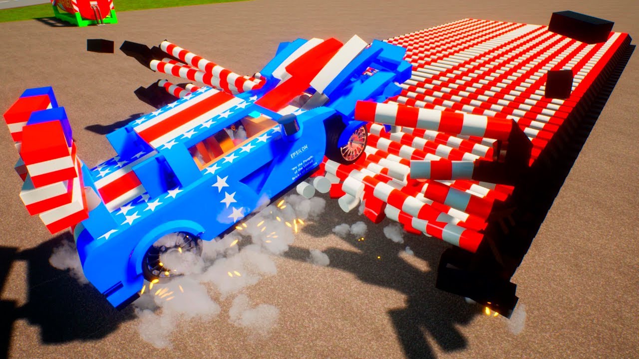 Lego Vehicles and Road Limiters Falls Crashes - Brick Rigs