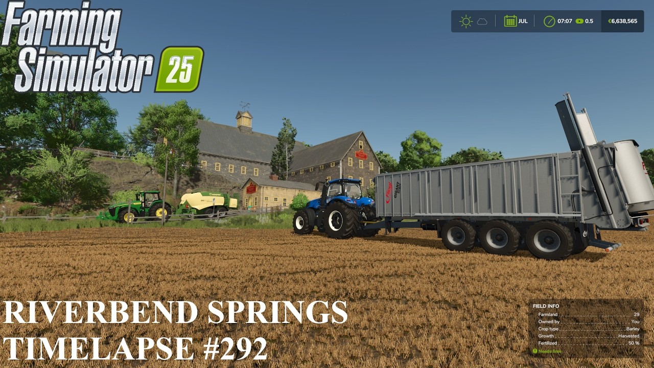 LARGE MANURE SPREADER & BALING STRAW X 2 BALERS! Riverbend Springs FS25 Timelapse Ep 292