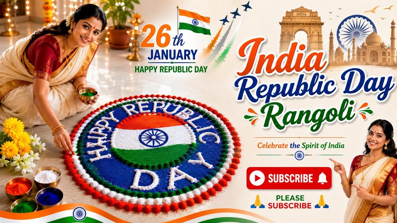 🇮🇳 Republic Day Rangoli Simple & Easy | School Competition Rangoli Design 2026