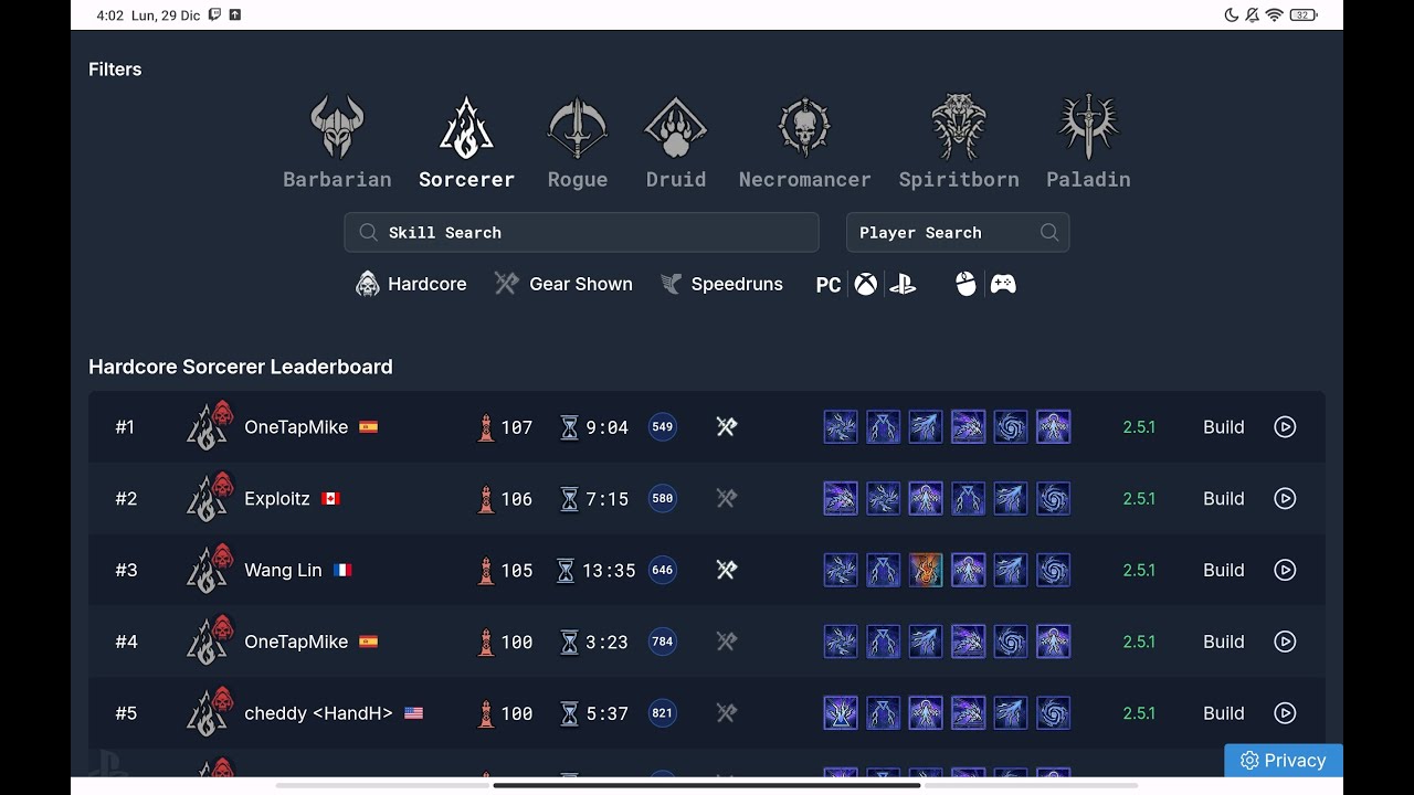 Diablo 4 SORC HC PIT 107