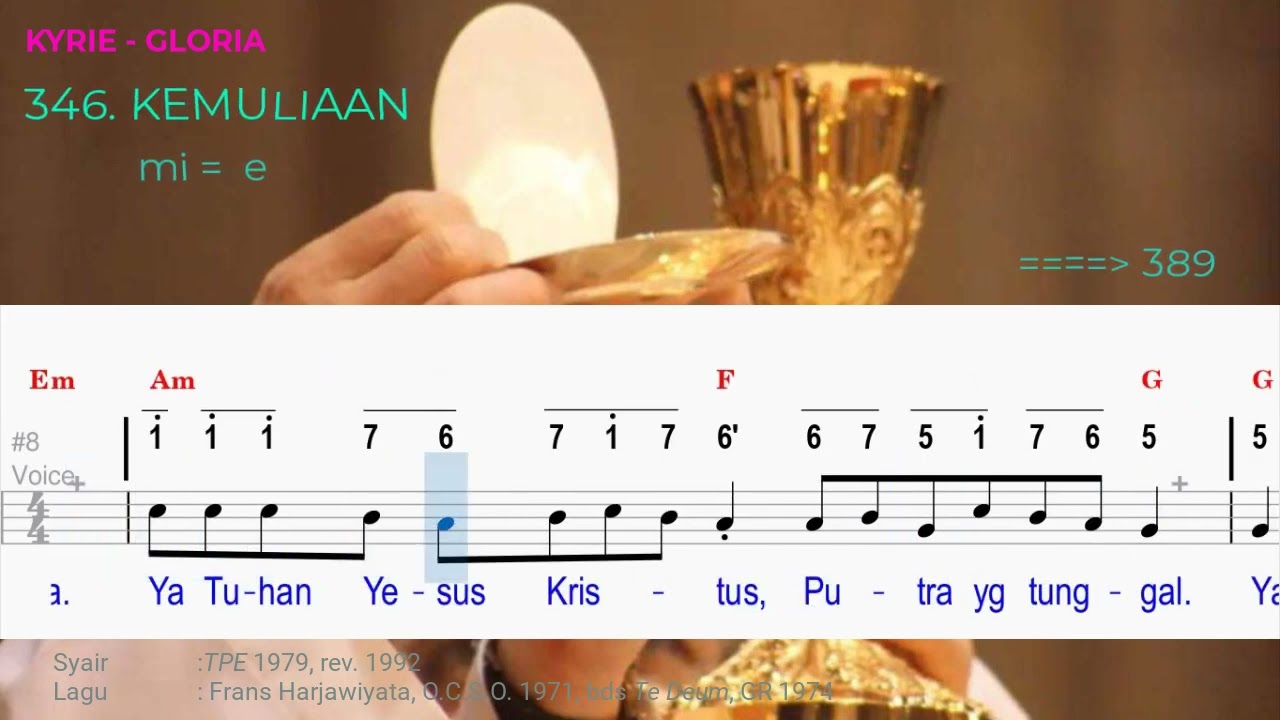 346. Kemulian - Chord Puji Syukur,  mi = e