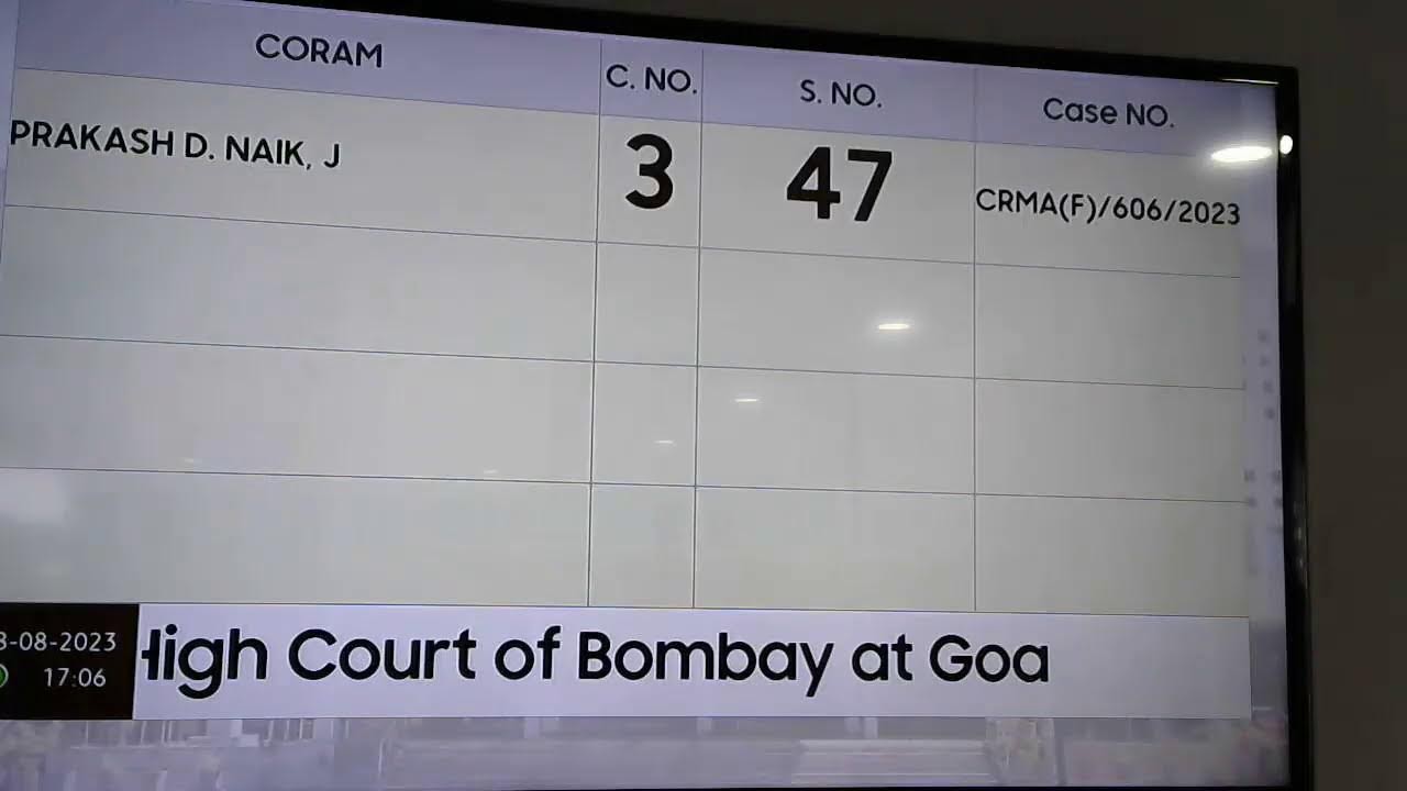 Display Board of The High Court of Bombay at Goa