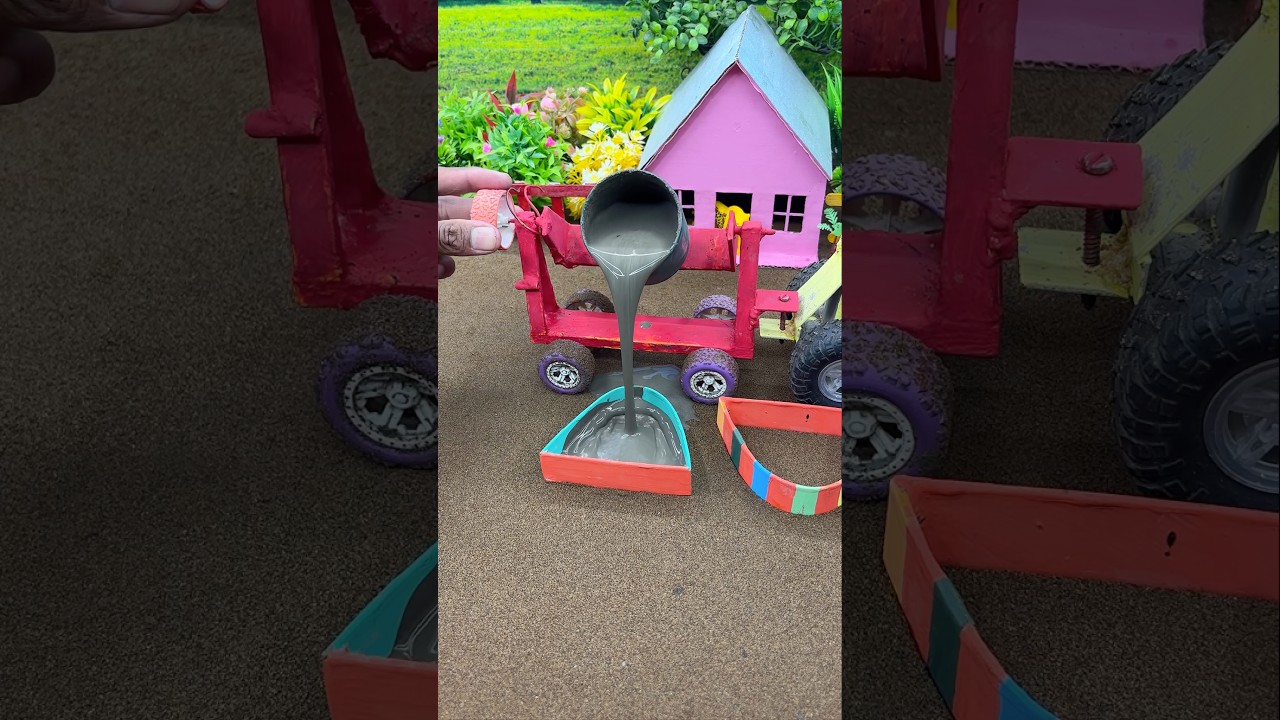 😱 Real Working Mini Tractor Making Cement Pillar | Amazing DIY Construction Machine 🚜 #shorts