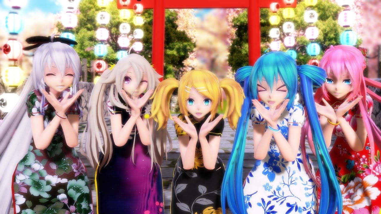 MMD TDA Haku , IA , Luka , Miku & Rin - Kimagure Mercy