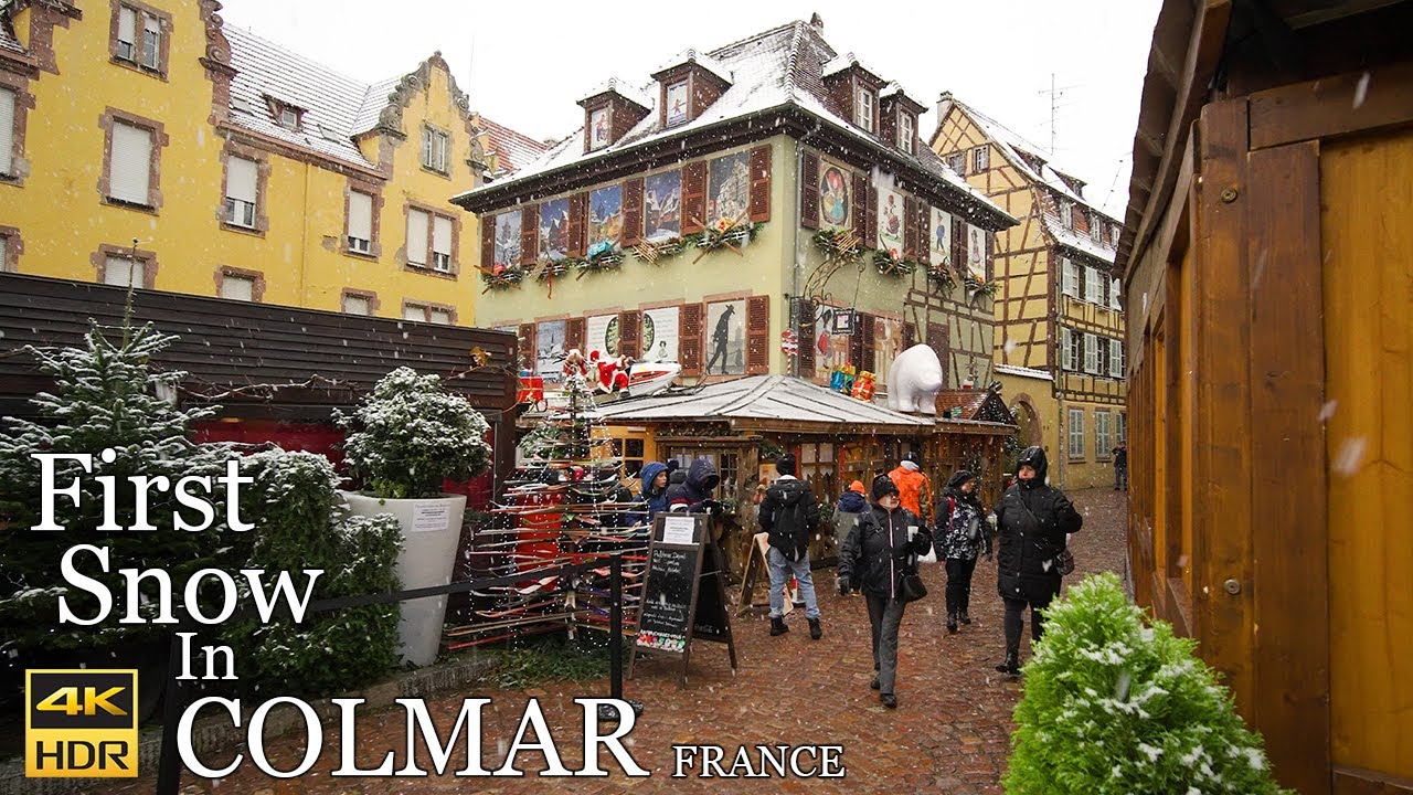 COLMAR FRANCE 🇫🇷 🎄 A Snowy Christmas Walk In Alsace France ( marché de noël  ) 4K 50p HDR