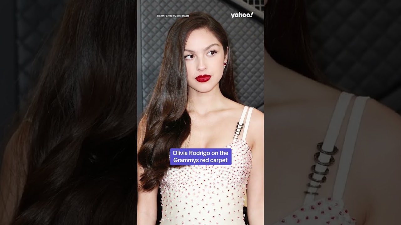 Olivia Rodrigo hits the 2024 Grammy Awards red carpet | #shorts #yahooaustralia