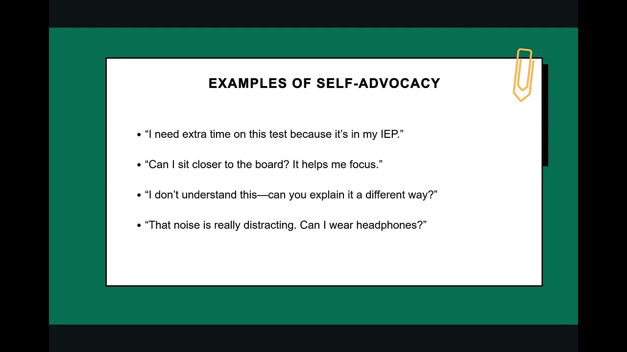 Video 1 self advocacy and goal setting