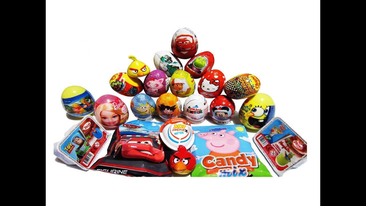 20 Surprise Eggs Kinder Surprise Disney SpongeBob Peppa Pig Toy Story Disney Pixar Cars Unboxing