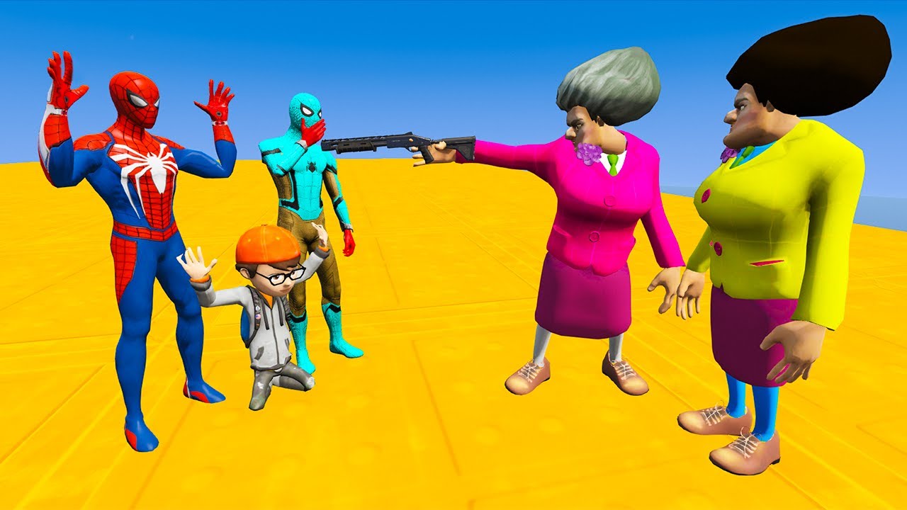 Scary Teacher 3d - Spideman and Scary Teacher. Spider Revenge ( Horse Stolen )Miss'T Jump/Fails