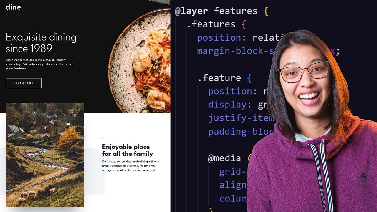 Build a restaurant landing page with HTML, CSS, & JavaScript