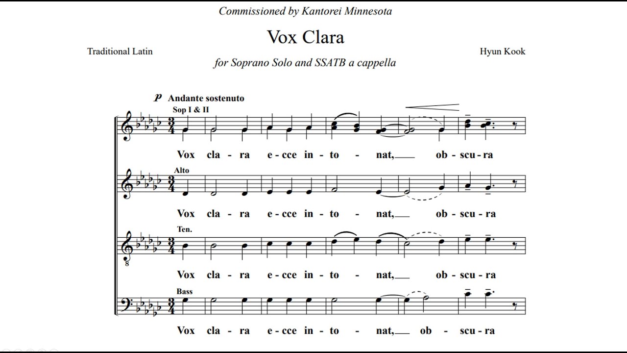 Vox Clara (SSATB a cappella) Hyun Kook