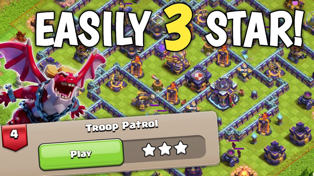 Easily 3 Star Dragon Escape Challenge - Troop Patrol (Clash of Clans)