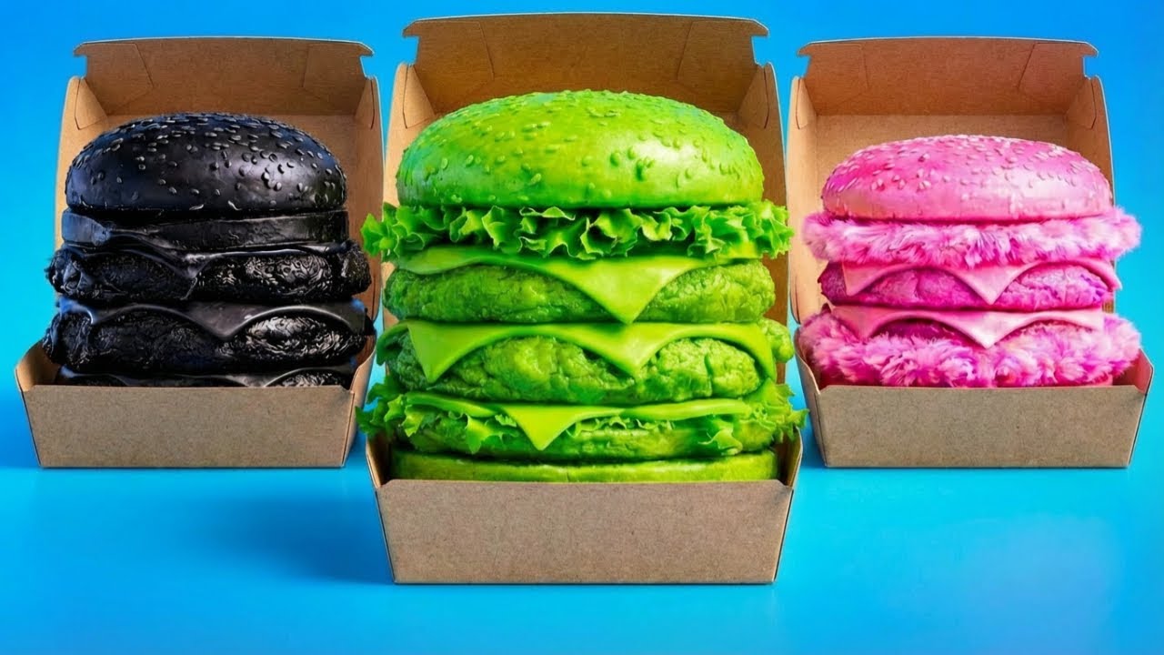 لون واحد فقط! 🍔🌈 بنات ضد أولاد: تحديات طعام مجنونة من 123 GO! GOLD