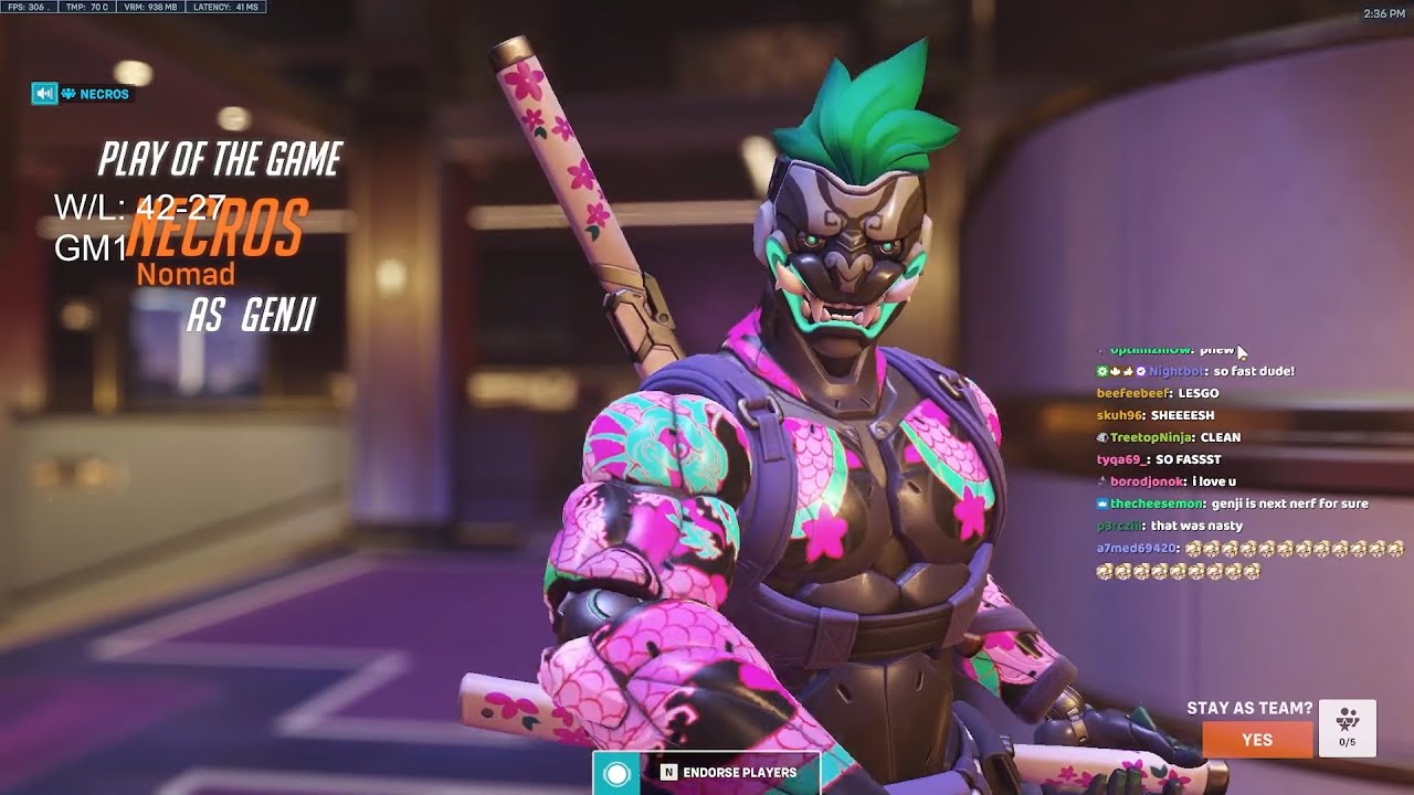 ОБЛИК КИБЕРДЕМОНА! НЕКРОС — САМЫЙ БЫСТРЫЙ ГЭНДЗИ В МИРЕ — POTG! ГЕЙМПЛЕЙ OVERWATCH 2