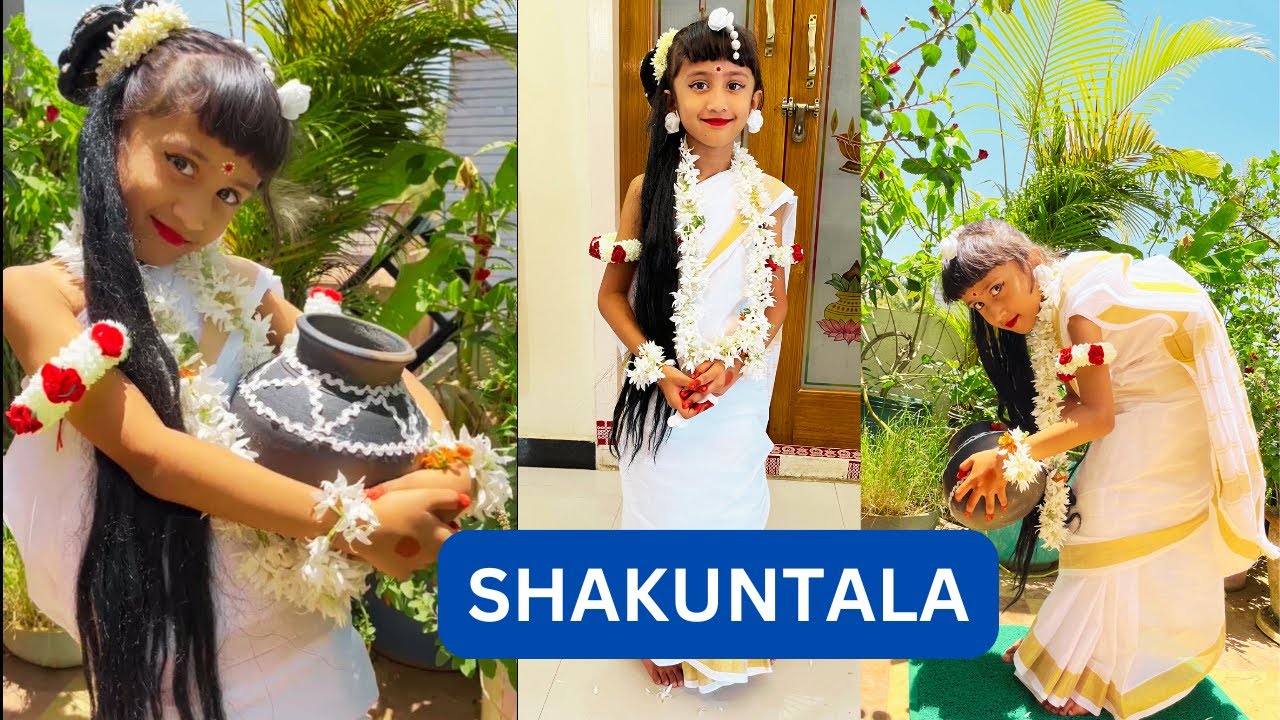 Shakuntala| Fancy Dress with Saree Draping, Hairstyle, Makeup|ಸರಳ ಶಕುಂತಲಾ ವೇಷ @weekendwithsindhu910