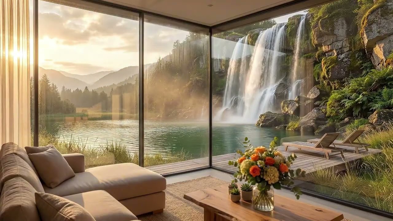 Tranquil Cafe Jazz Living Room 🌿Cozy Lakeside Retreat Ambience & Calm Jazz Music for Relaxing Nights