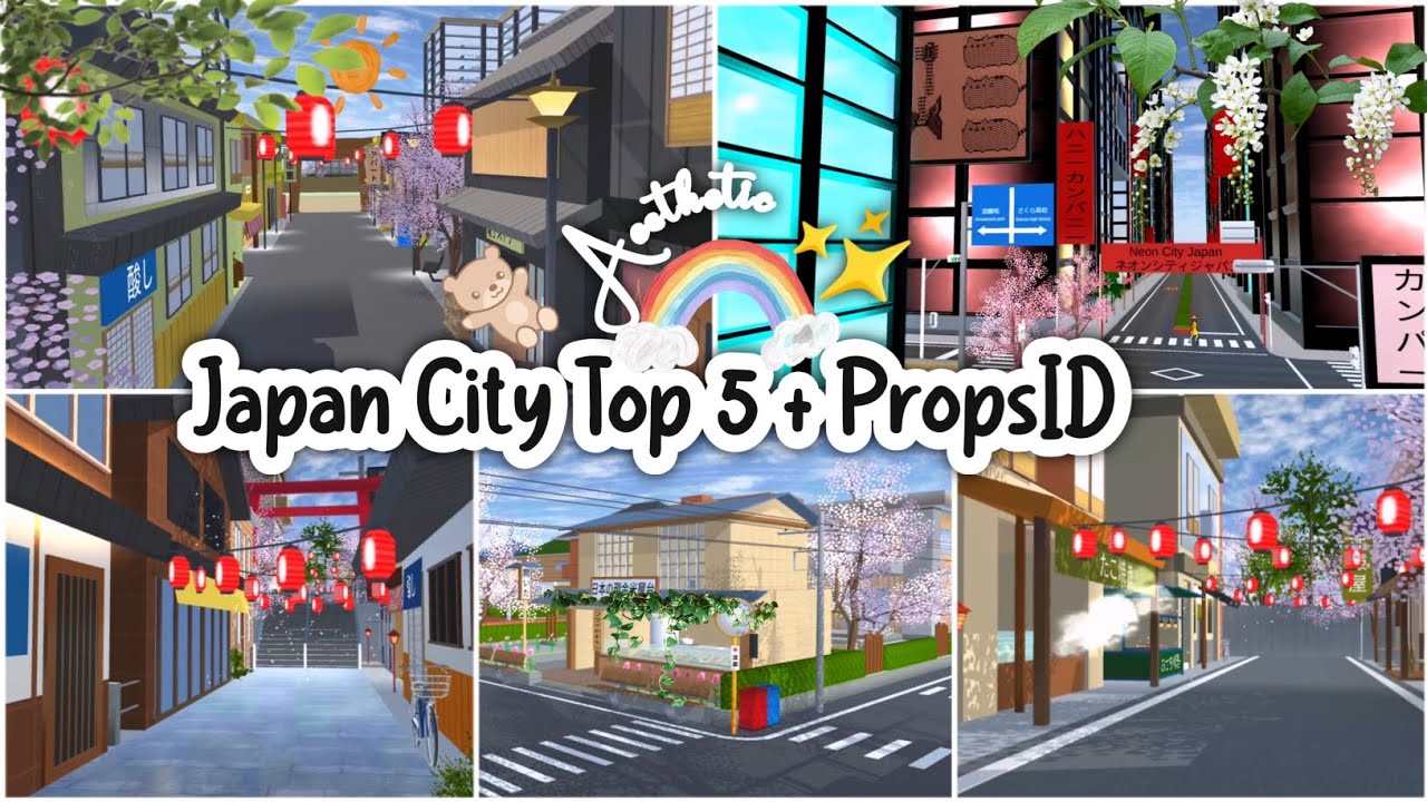 Japan City Top 5+ID Props🇯🇵✨ Aesthetic : Sakura School Simulator