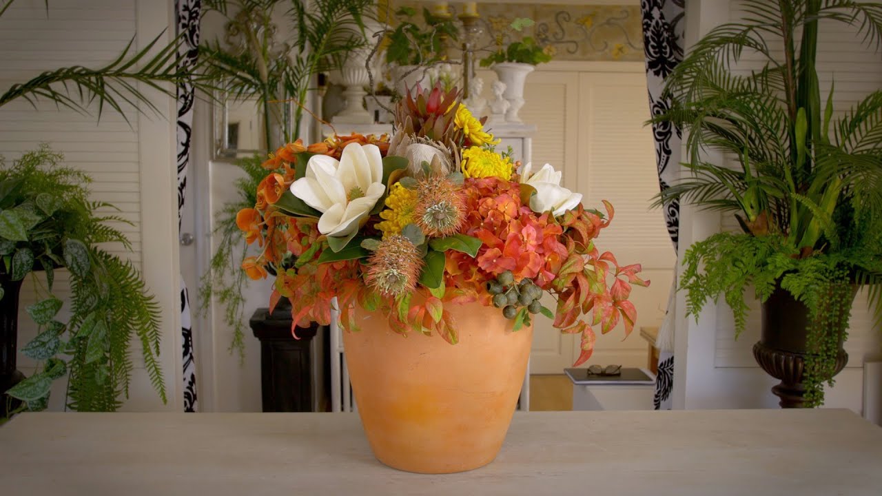 'Autumn Harvest' Floral Design using Hydrangea, Magnolia and Orchids