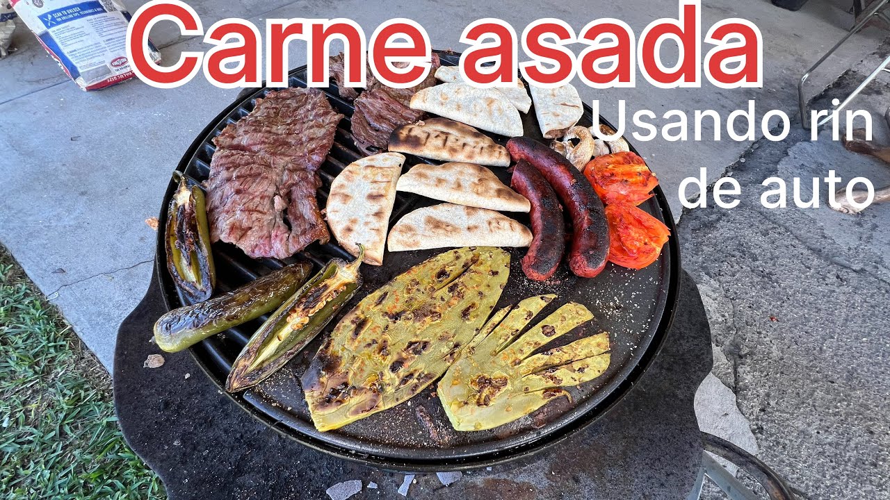 Carne asada en asador de rin de auto Martino’sClips