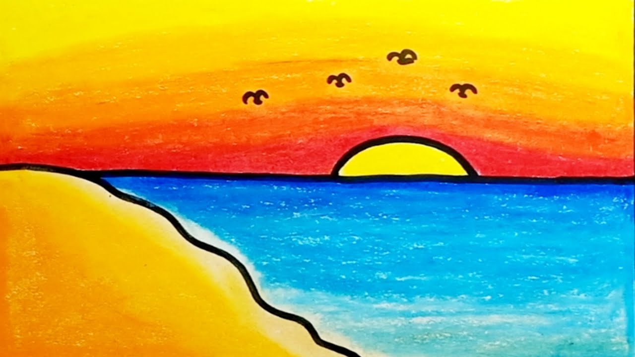 How To Draw a Sea Scenery Easy Step By Step |Drawing Sea Scenery Simple