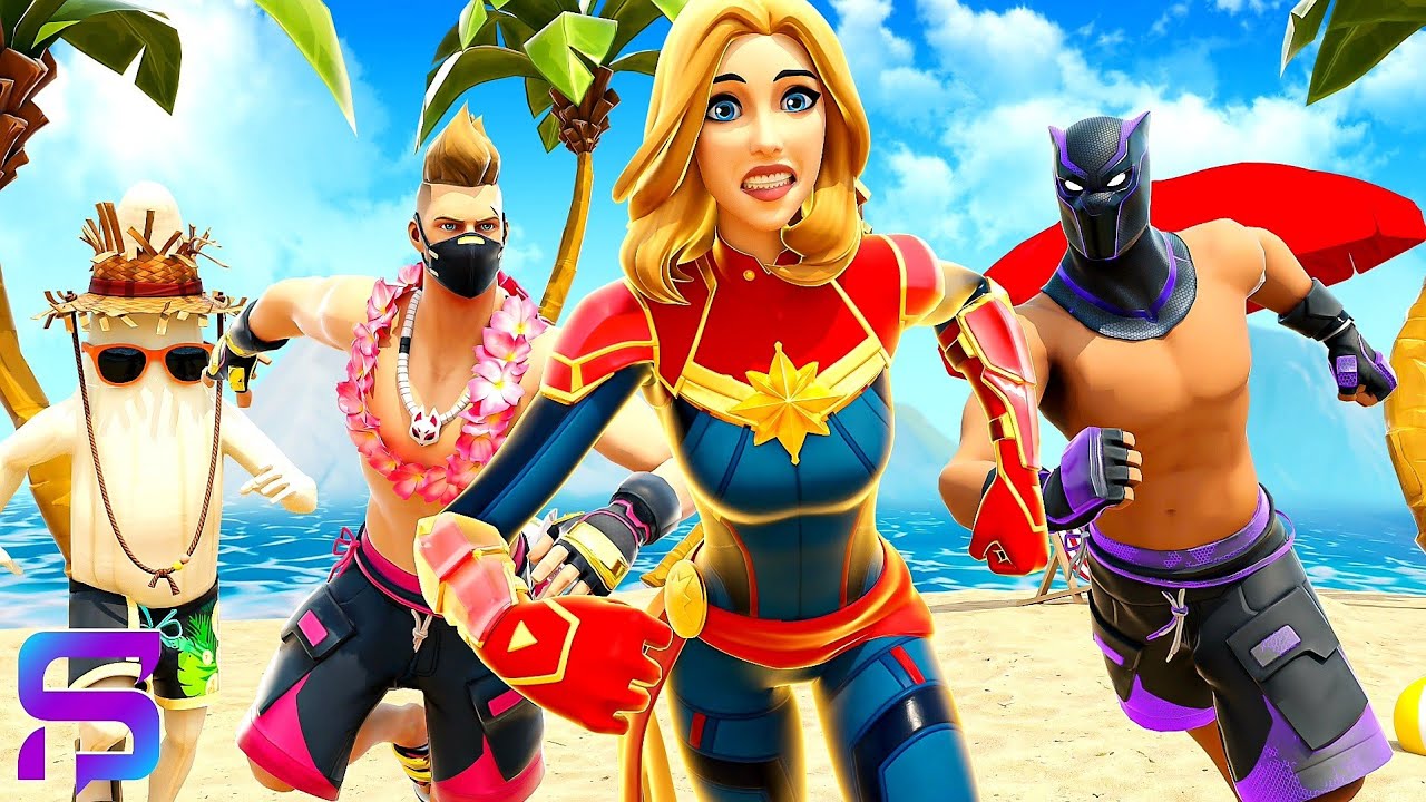 BOYS PLAY KISS CHASING with CAPTAIN MARVEL.... ( Fortnite Short )