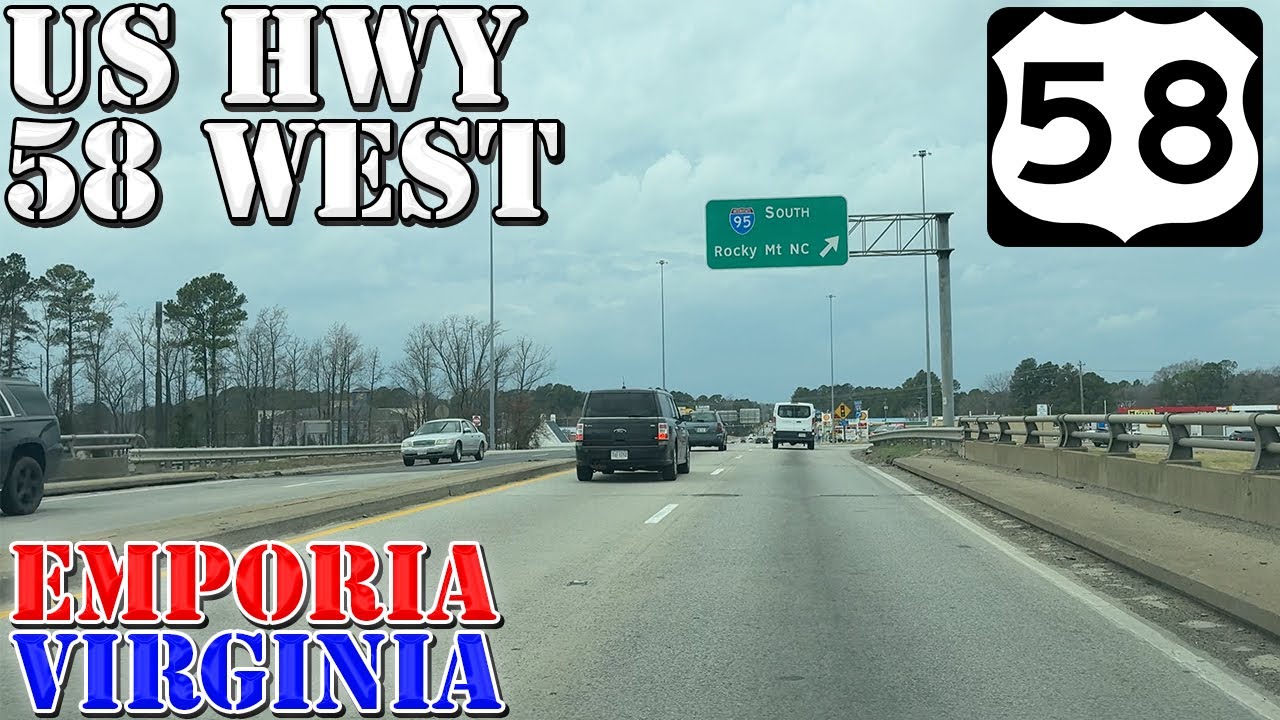 US 58 West - Emporia - Virginia - 4K Highway Drive