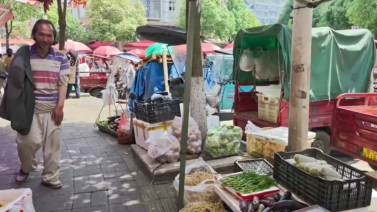 【一个人穷游中国】穷游到云南镇雄县，找一个酒店住宿休息，在农贸市场买点卤肉吃