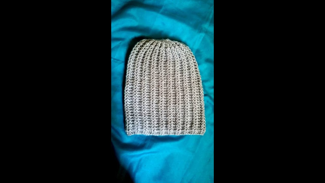 Crochet Bonnet Homme les côtes façon tricot(mesures exactes)