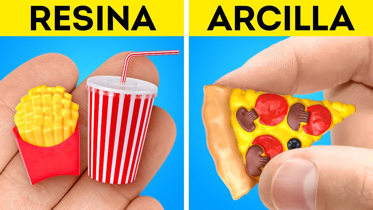 ADORABLES IDEAS DIY🍕🍔 RESINA EPOXI VS. ARCILLA POLIMÉRICA
