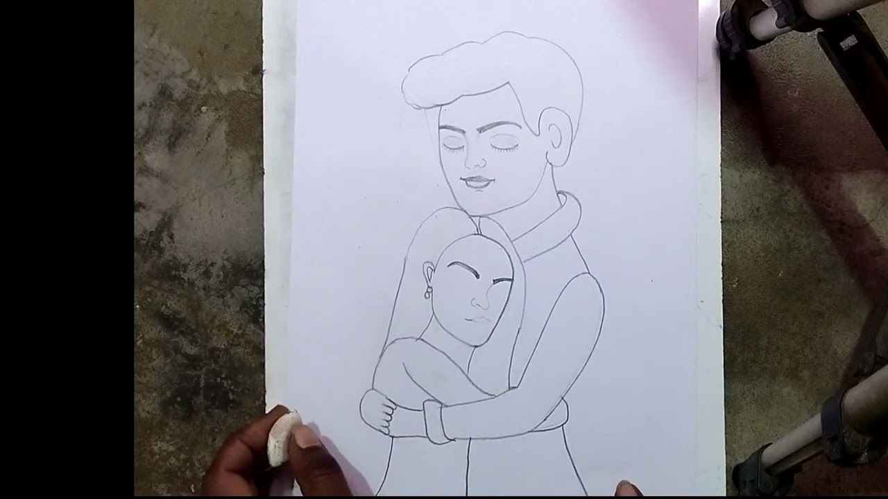 Happy hug day drawing pencil sketch ll couple hugging each other drawing ll valentinesday