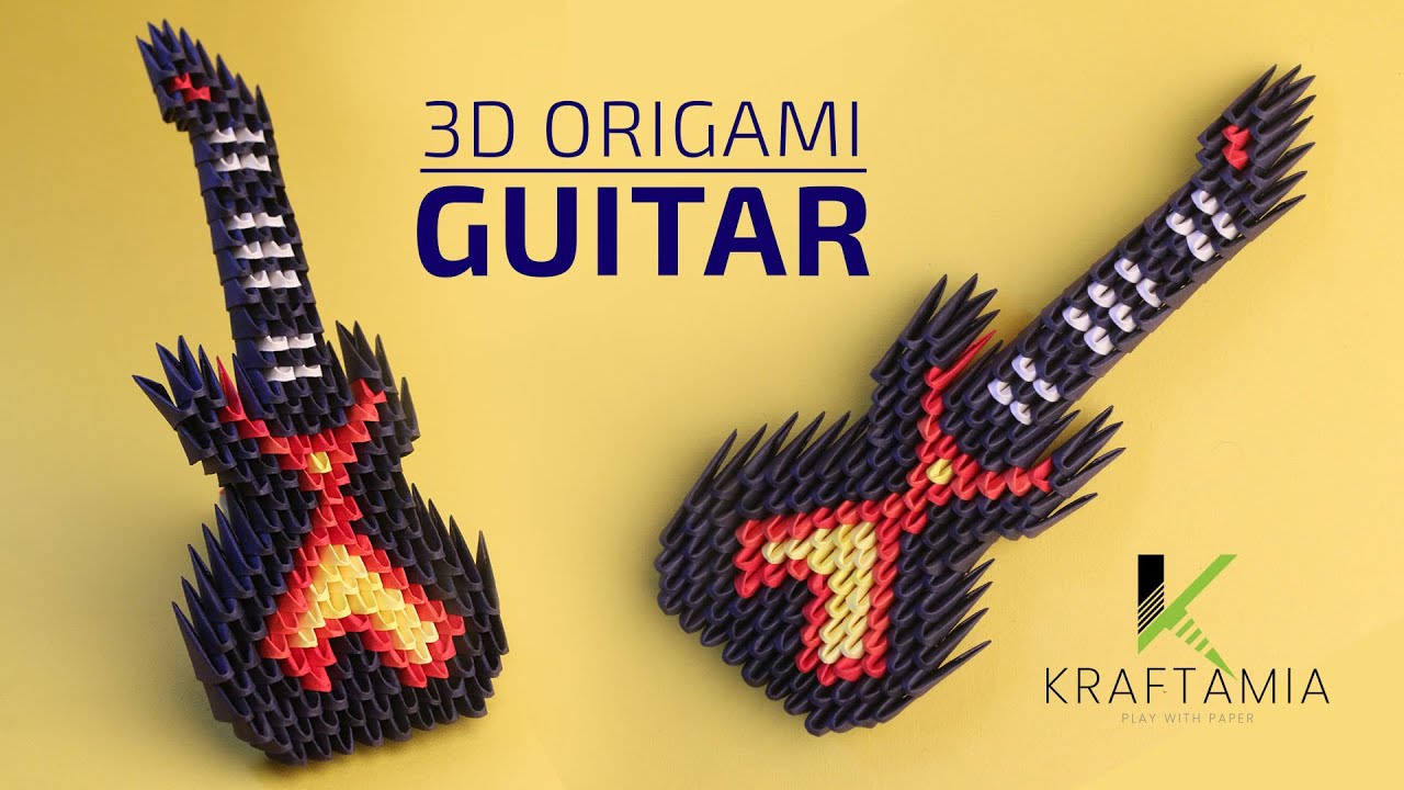 3D Origami Guitar | Paper Guitar | How To Make Paper Guitar | #diy | #easycraft | #origami
